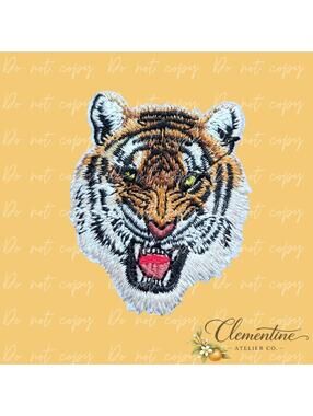 2" Roaring Tiger Patch: Embroidered Iron-On Patch